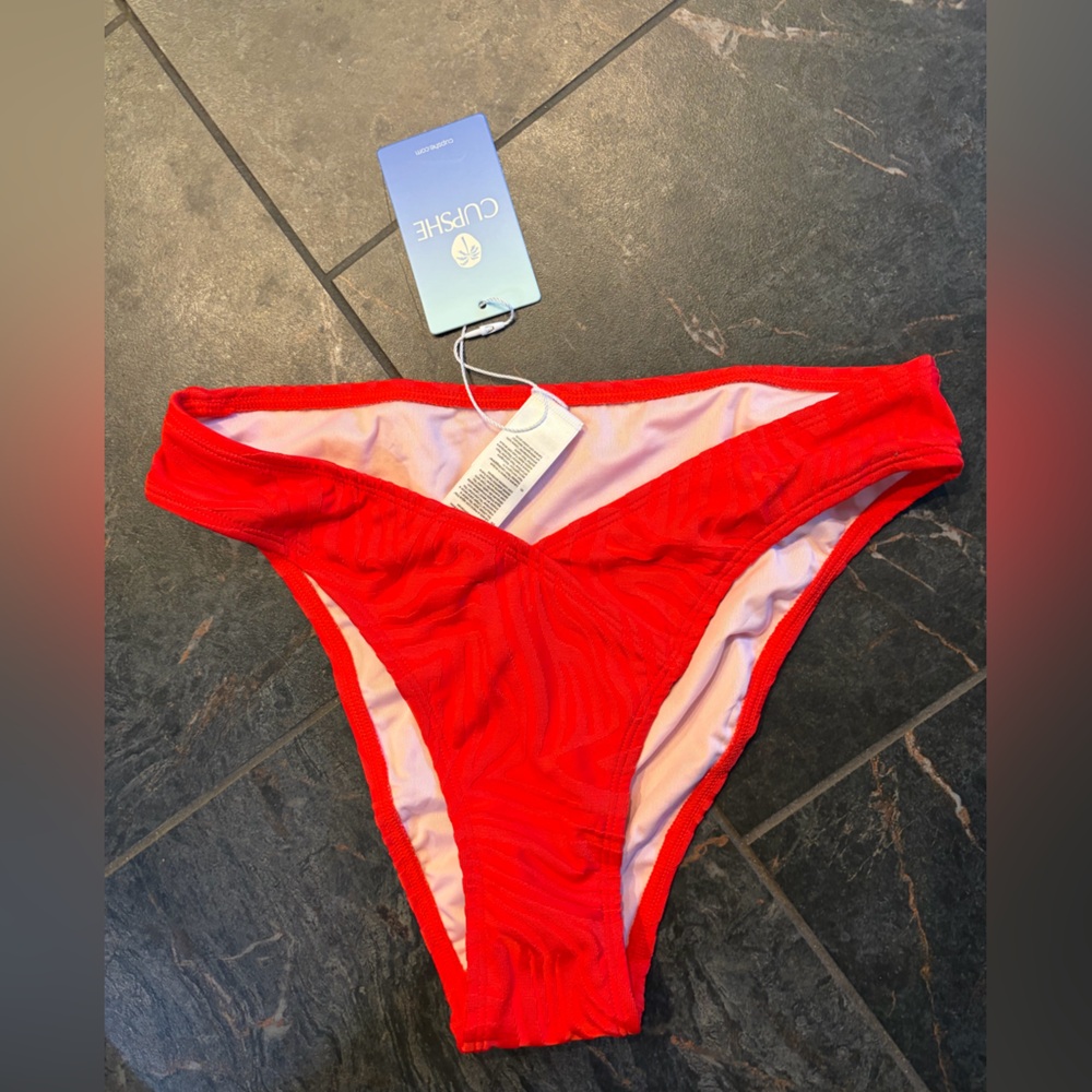 NEW CUPSHE Red High rise bikini bottom